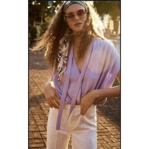 Anthropologie Rambuteau Lavender Purple V Neck Surplus Sweater Shell Medium - Picture 1 of 12